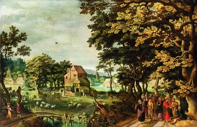 Landschaft mit Christus, der den Blinden heilt